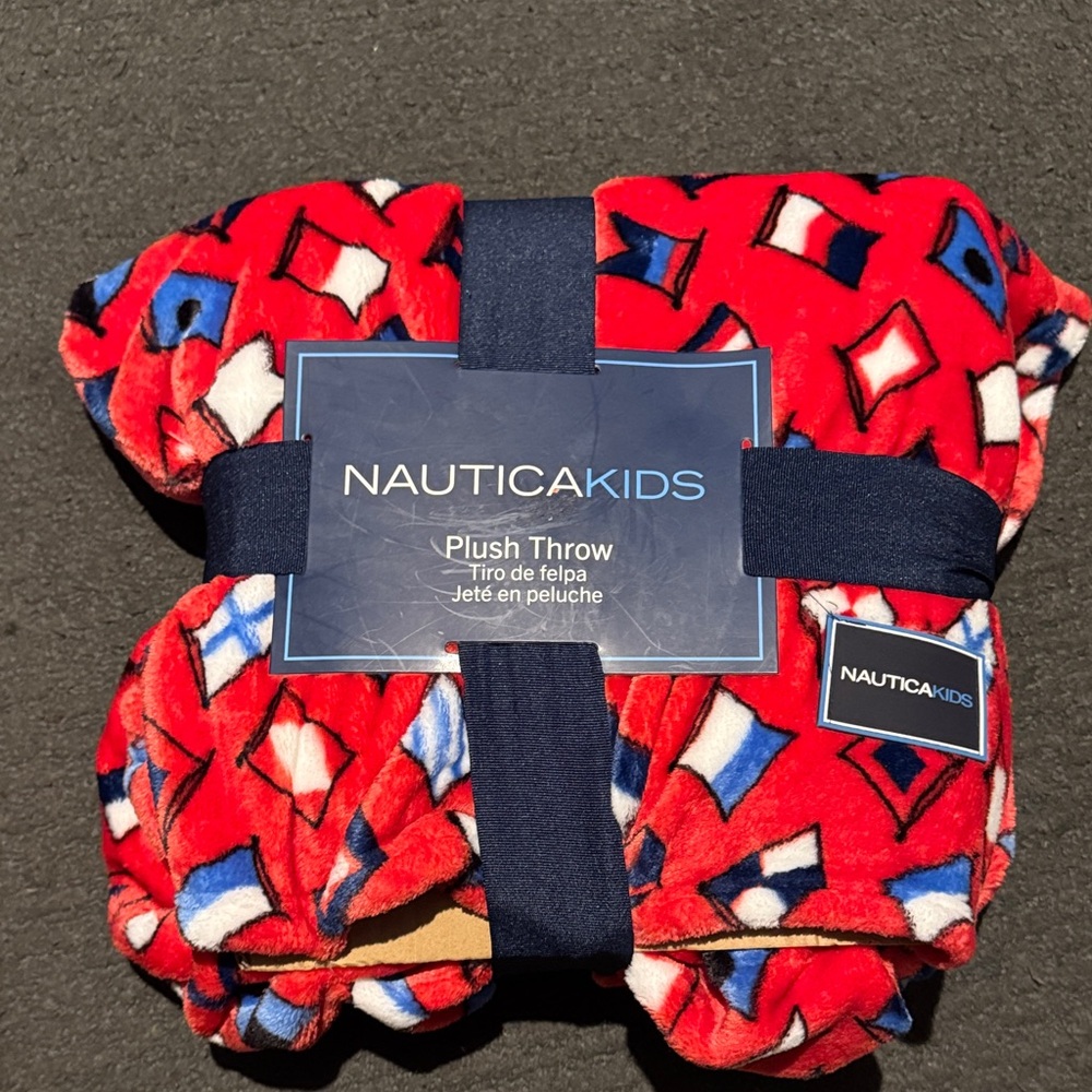 Nautica Kids Red and Blue Plush Throw